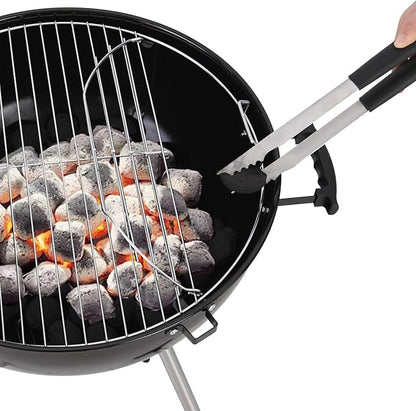 GREEN PARTY 18 inch Kettle Charcoal BBQ Grill with Wheels, Portable Charcoal Grill with Porcelain-Enameled Lid & Ash Catcher for Outdoor Cooking Barbecue Camping Picnics Tailgating, Black