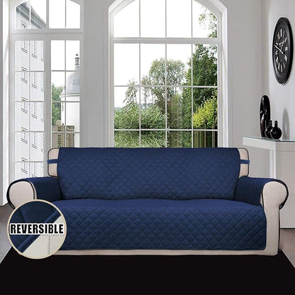 Easy-Going Reversible Couch Cover, 3 Cushion Sofa, Large, Navy/Ivory | Machine Washable Slipcover For Dogs, Water Resistant Furniture Mat For Living Room, Non-Slip Sofa Cover, Pet Friendly