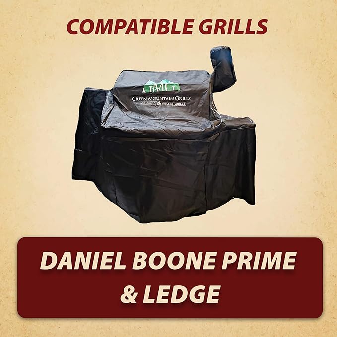 Green Mountain Grills Pellet Grill Cover Fits Daniel Boone Choice, Prime, Ledge 1.0 Models, Full Length, Black GMG-3001 GMG-3003