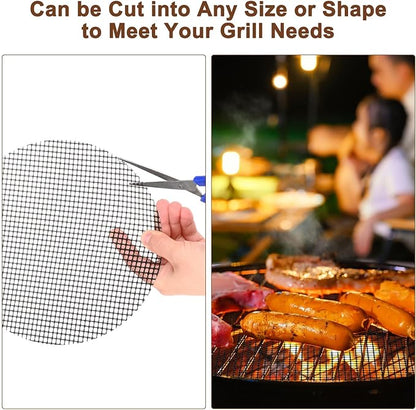 M METERXITY 5-Pack BBQ Mesh Grill Mat 17 X14 Inch, Reusable Nonstick Grilling Mats Sheet Liner for Outdoor Grill/Griddle/Cooking/Baking Mats/Gas Electric Grill/Barbecue Smoker[Black]