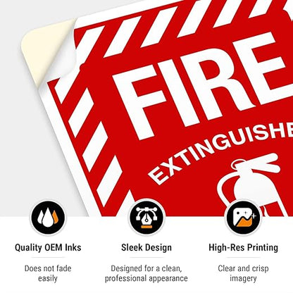 Fire Extinguisher Inside Sign, Fire Safety Sign, 10x7 Inches, 4 Mil Vinyl Decal Stickers Weather Resistant UV Protected, Made in USA