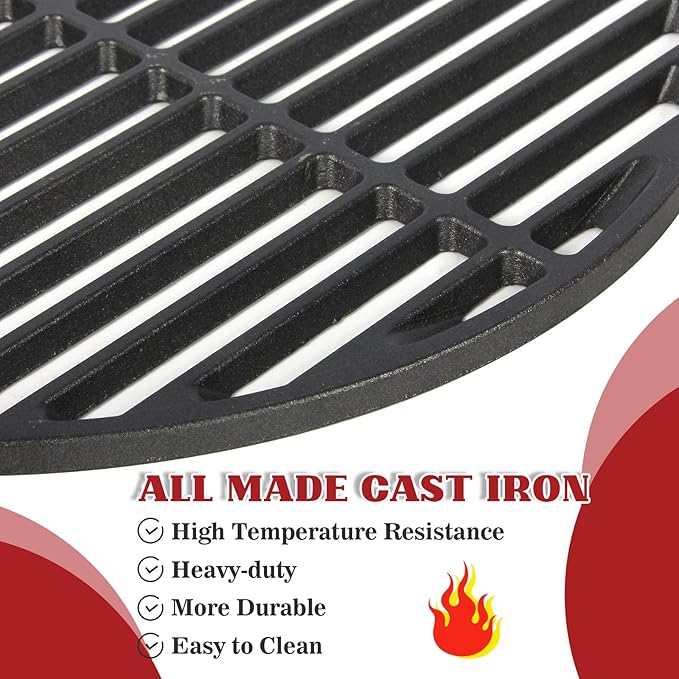Cast Iron Cooking Grids Grates Compatible with Medium Big Green Egg Charcoal Grill Egg Grate Round Grill Grate (15.5"-Fit Medium GRILL)