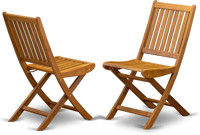 East West Furniture DEDK7CWNA 7 Piece Outdoor Patio Dining Sets Consist of a Rectangle Acacia Wood Table and 6 Folding Side Chairs, 40x72 Inch, Natural Oil