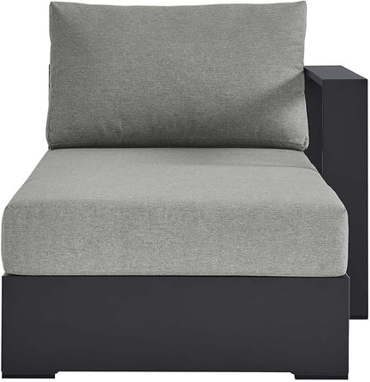 Modway Tahoe Powder-Coated Aluminum Outdoor Chaise Lounge Gray with Weather-Resistant Cushions, Modular Right-Facing Patio Lounger for Pool Furniture or Sectional Sofa Set