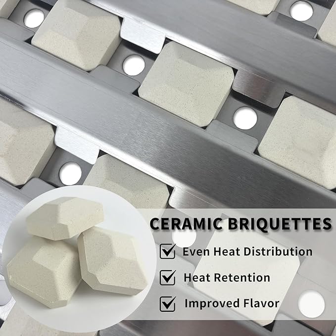S23218-38Y Briquette Tray for Delta Heat 26 38 Inch Grill Replacement Parts for Delta Heat DHBQ38 DHBQ26 DHBQ38G DHBQ38R/S DHBQ26G Heat Plates Shield Ceramic Briquettes Tray