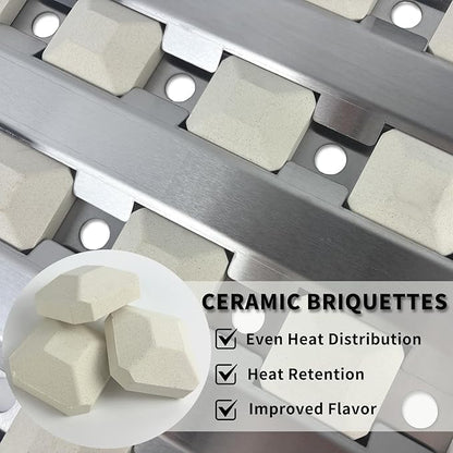 S23218-38Y Briquette Tray for Delta Heat 26 38 Inch Grill Replacement Parts for Delta Heat DHBQ38 DHBQ26 DHBQ38G DHBQ38R/S DHBQ26G Heat Plates Shield Ceramic Briquettes Tray