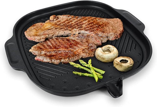 UPIT Wide Korean BBQ Grill Pan, Widen Nonstick Coating with Improved Grease Draining Spout