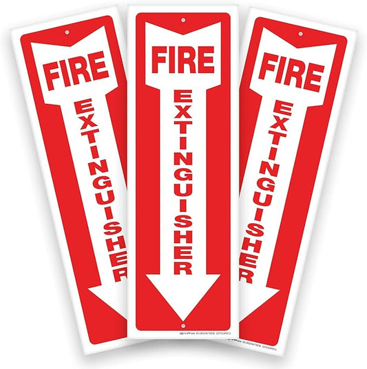 iSYFIX Fire Extinguisher Signs – 3 Pack 4x12 Inch – 40 mil Thick Polystyrene Plastic, Laminated for Ultimate UV, Weather, Scratch, Water & Fade Resistance, Indoor & Outdoor