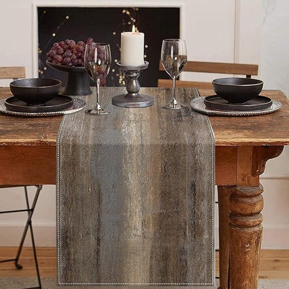 Emvency Farmhouse Table Runner, Abstract Grey and Dark Brown Art Painting for Kitchen Coffee Table Family Dinners Holiday Parties Wedding Events Decor(13x90 inch)