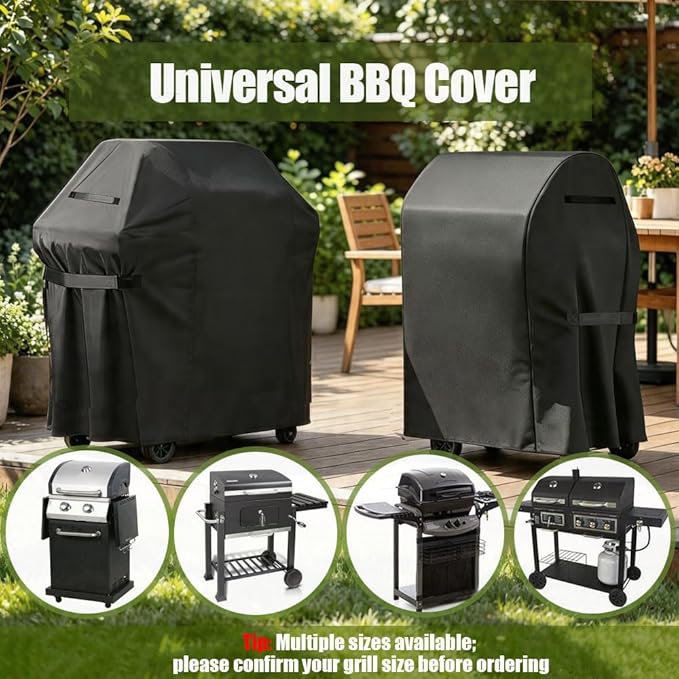 Grill Cover, 32-inch Heavy Duty Oxford Outside Waterproof Grill Covers, Dust-Proof Windproof UV Resistant BBQ Gas Cover Fit Most Brands Char Broil, Weber, Brinkmann, Holland
