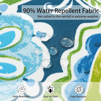 Magpie Fabrics Indoor Outdoor Cushion Cover Replacement 2 Pack, NO Insert! Water Repellent Slipcover with Ties Decor for Patio Garden Chair Seat Sofa Bench Wicker(Paisley Lapis Green, 24x24x4 Inch)