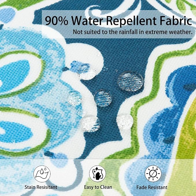 Magpie Fabrics Indoor Outdoor Cushion Cover Replacement 2 Pack, NO Insert! Water Repellent Slipcover with Ties Decor for Patio Garden Chair Sofa Bench Wicker(Paisley Lapis Green, 22x20x4 Inch)