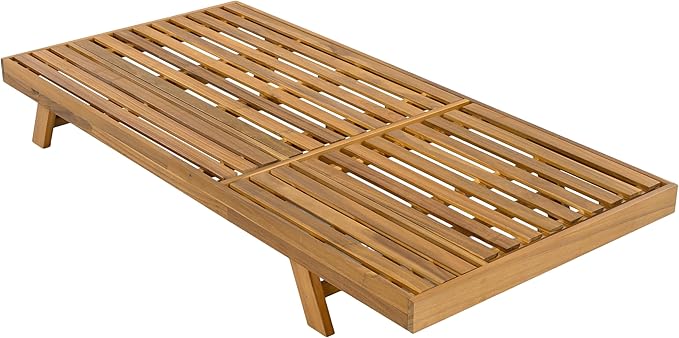 Christopher Knight Home Kayes Chaise Lounge Chair Outdoor, Acacia Wood Poolside Sun Lounger, 79'' Patio Recliner Chair, Adjustable Backrest Single Lounge Sofa for Garden Backyard, Teak (Frame Only)
