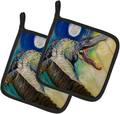 Caroline's Treasures JMK1207PTHD Alligator Pair of Pot Holders Kitchen Heat Resistant Pot Holders Sets Oven Hot Pads for Cooking Baking BBQ, 7 1/2 x 7 1/2