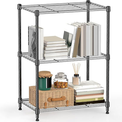 M MZG 450 lbs Steel Storage Shelving 3-Tier Utility Shelving Unit Steel Organizer Wire Rack for Home,Kitchen,Office (11.8" D x 17.7" W x 26.3" H)