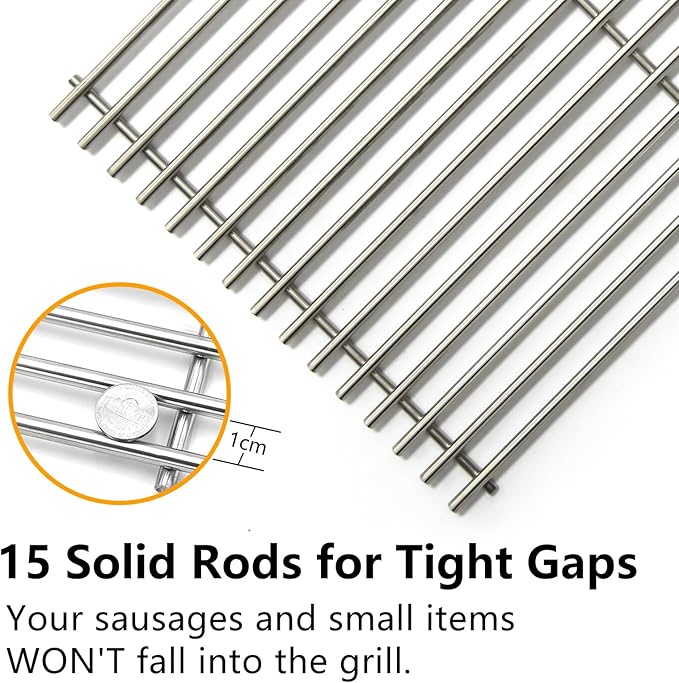 Hongso 18 7/8 inch SUS304 Stainless Steel Grill Grates 66089 for Weber Genesis II 400 Series E & S 410 415 435 SE 410, II LX E440 S440 and Genesis 2 GS4 Gas Grill, Replacements Parts for 66097
