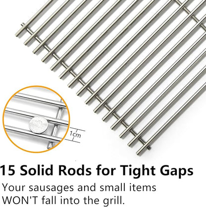 Hongso 18 7/8 inch SUS304 Stainless Steel Grill Grates 66089 for Weber Genesis II 400 Series E & S 410 415 435 SE 410, II LX E440 S440 and Genesis 2 GS4 Gas Grill, Replacements Parts for 66097