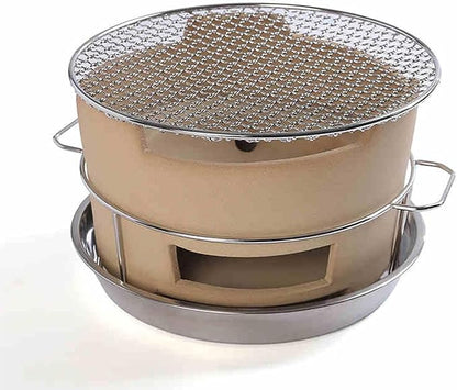 Portable Charcoal Grill 21CM Round Fire Pit Outdoor Ceramic Cooking Stove Tabletop BBQ Ideal for Camping and Backyard Use (A 21CM)