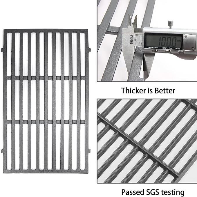 Hongso 18 7/8 inch Cast Iron Grill Grates for Weber Genesis II 400 Series E410 S410 SE410 E415 S415 E435 S435, II LX E440 S440, Genesis 2 GS4 Gas Grill Models, Replacement Parts for 66097 66089