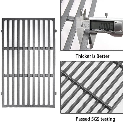 Hongso 18 7/8 inch Cast Iron Grill Grates for Weber Genesis II 400 Series E410 S410 SE410 E415 S415 E435 S435, II LX E440 S440, Genesis 2 GS4 Gas Grill Models, Replacement Parts for 66097 66089