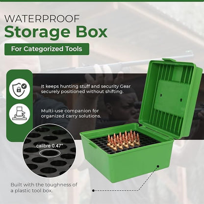 100 Round Rifle Ammo Can | Ammo Box | Flip-Top Ammo Bullet Case | Storage Box | Magazine Holder | Tool Box Storage for Travelling Field Box | Locking Ammo Box