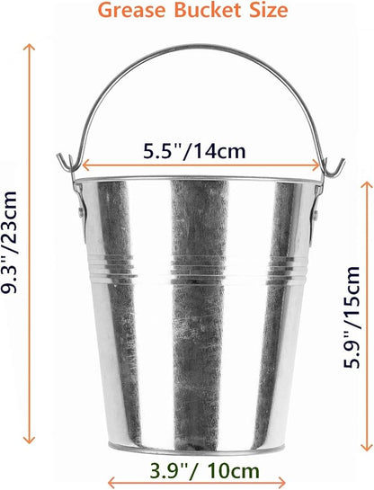 Drip Grease Bucket & 15-Pack Liners for Traeger 20/22/34, Pit Boss, etc Pellets Smoke (Silver 15)