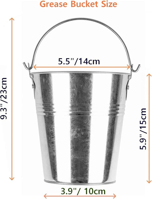 Firsgrill Grease Bucket and Liners Replacement for Traeger, Z Grill, Green Mountain Pellet Wood Smoker (1, Silver Bucket)