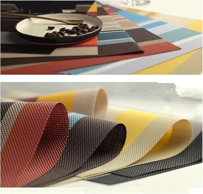Zupro Placemats Set of 4 Washable Heat-Resistant Non Slip Braided Table Mats Woven PVC Vinyl Kitchen Place Mats for Everyday use or Dinner Parties BBQs Indoor and Ourdoor Use.18"x12"(Red)