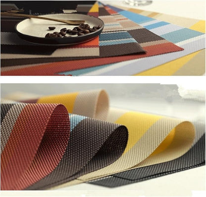 Zupro Placemats Set of 4 Washable Heat-Resistant Non Slip Braided Table Mats Woven PVC Vinyl Kitchen Place Mats for Everyday use or Dinner Parties BBQs Indoor and Ourdoor Use.18"x12"(Brown)