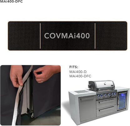 Mont Alpi Heavy Duty Black Water Resistant All Weather Cover for 82"W x 23"D Deluxe Original and Black Outdoor Kitchen Island Grill Models - MAi400 / MAi400-D / MAi400-BSS / MAi400-DFC / MAi400-BSSFC