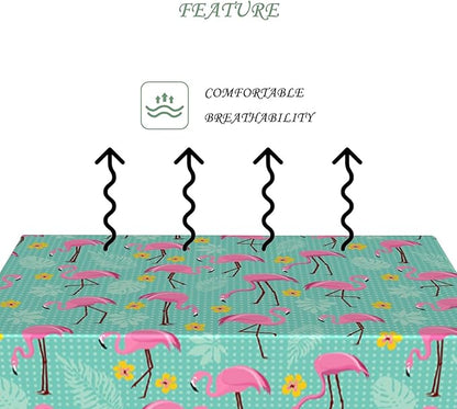 54x78 Inch Summer Pink Flamingo Tablecloth Retro Polka Dot Hawaiian Tropical Palm Leaf Green Table Cloth Waterproof Stain Resistant Table Cover for Dining Beach Pool Party Kitchen Home Decor