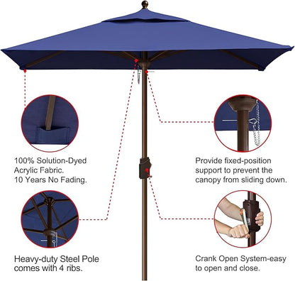 EliteShade USA 10-Year-Non-Fading 6x6Ft Square Market Patio Umbrella, UPF 50+ UV Protection Performance Sun Umbrella, Heavy Duty Commercial Grade Outdoor Table Umbrella with Crank, Windproof Vented Top for Garden, Pool, Deck and Outdoor Playsets, Navy ...