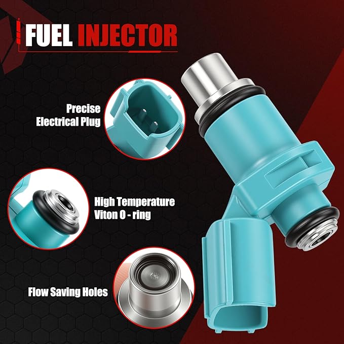 Fuel Injectors Set of 4 Compatible with Yamaha 2005-2009 40-50-60 HP 2 Stroke 4 Stroke F50 T50 F60 T60 Fuel Injector Replace 6C5-13761-00-00