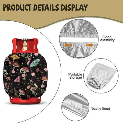 Rv Propane Tank Cover Mushroom Flower Propane Tank Cover for Rv Trailer 20 lb Cylinder Covers for Outdoor and Indoor Use Dustproof 13.7'' x 16.5''