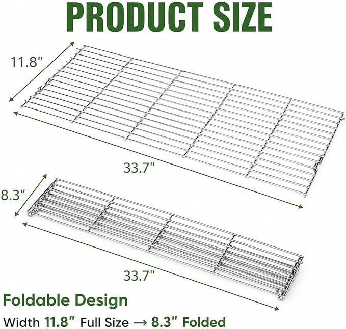 GRISUN Warming Rack for Pit Boss Austin XL Pellet Grill, Stainless Steel Upper Rack Replacement for Pit Boss Sportsman 1100, Pro Series 1150, Rancher XL & 1000 Series, Foldable BBQ Grill Top Rack