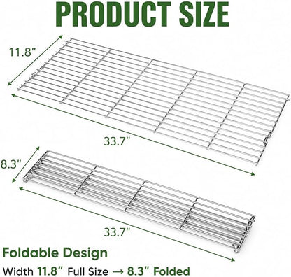 GRISUN Warming Rack for Pit Boss Austin XL Pellet Grill, Stainless Steel Upper Rack Replacement for Pit Boss Sportsman 1100, Pro Series 1150, Rancher XL & 1000 Series, Foldable BBQ Grill Top Rack