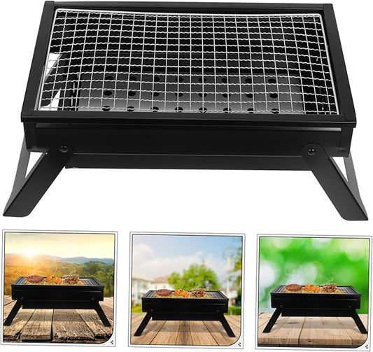 Portable Charcoal Grill Compact Folding for Outdoor Cooking Camping and Backyard Gatherings Features Pullout Charcoal Box for Easy Use and Cleaning for People