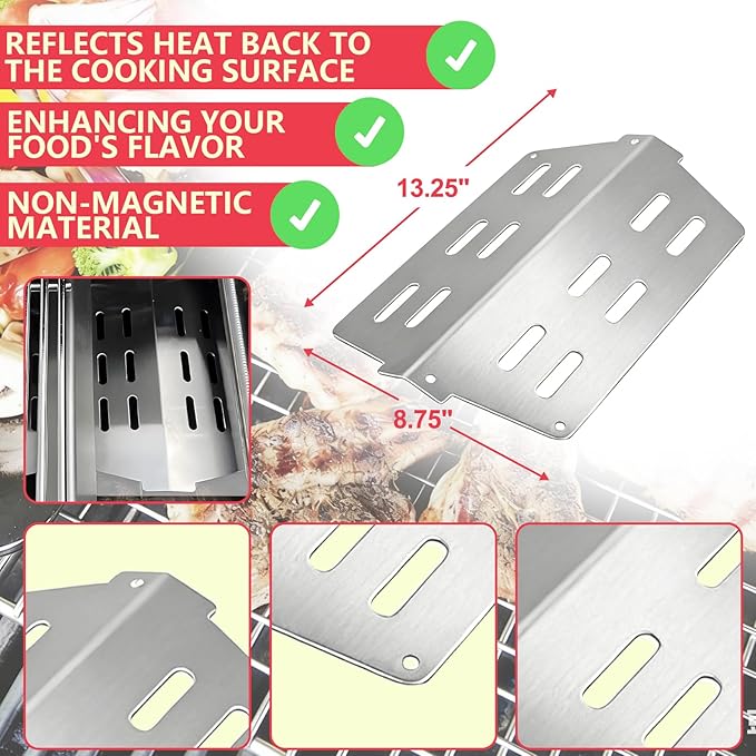 Grill Parts Kit for Weber Genesis 300 310 330 Genesis E330 E310 S310 S330 EP330 S320 E320 Grill Parts 17.5" Flavorizer Bars, Genesis 7528 Grates Heat Deflector Grill Parts Kit, 3Pcs 62752 Burner Tube