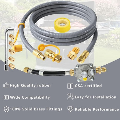 MIV Upgraded 10ft Upgraded Propane to Natural Gas Conversion Kit for Weber Genesis, Genesis II, Spirit, Spirit II Grills, Natural Gas Hose with Regulator for Genesis, Genesis II, Spirit
