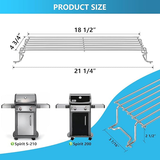 69866 Stainless Steel Warming Rack for Weber Spirit I & GS4 Spirit II 200 Series Spirit E210 S210 E220 S220 Gas Grill with Up Front Control Model (2013 and Newer),Replace for Weber 69866 67026