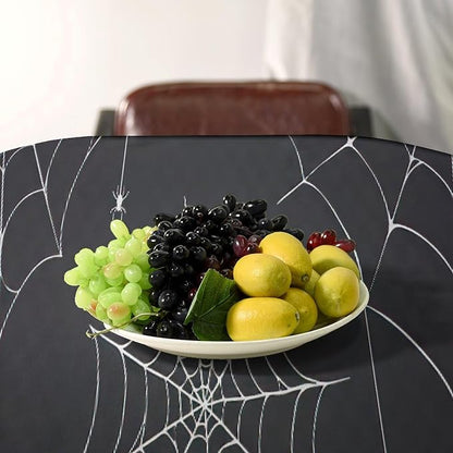 Spider Web Tablecloth, Scary Horror Spider Gothic Ghosts Black Water Resistant Wipeable Table Cover for Picnic Party Holiday Kitchen Dinner Table 60"x120"