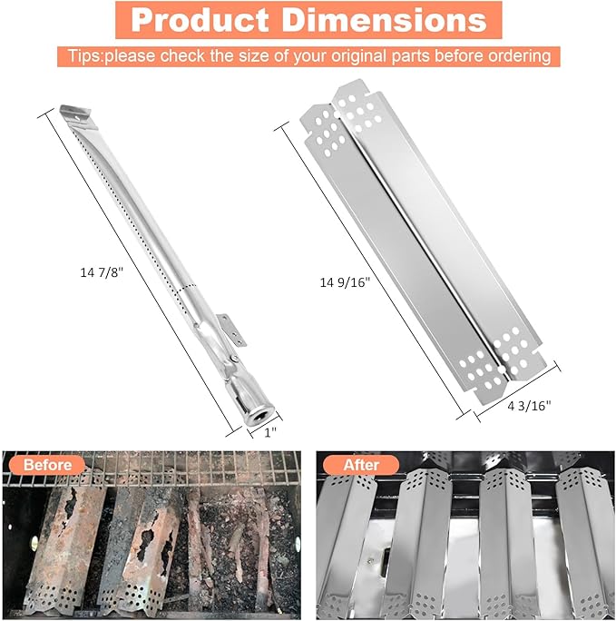 Grill Replacement Parts for Nexgrill 720-0830H 720-0888 720-0888N 720-0783E 720-0864M Stainless Steel 5 Pack Heat Shield Plate, Grill Burner Igniter Kit For Home Depot Nexgrill Replacement Kit