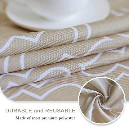 UMINEUX 60" Outdoor Round Tablecloth with Umbrella Hole and Zipper | Spring/Summer Waterproof Round Patio Table Cover for Picnic/BBQ/Garden, Khaki Moroccan