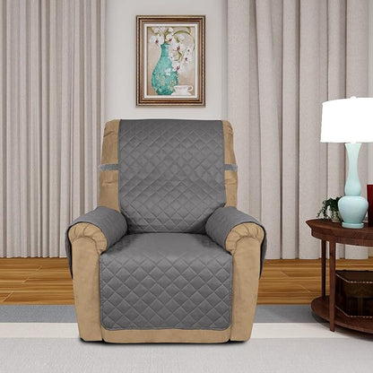 PureFit Reversible Recliner Chair Covers Couch Covers for Dogs, 19 in | Gray/Gray, Water Resistant Couch Protector, Washable Pet Couch Cover with Non Slip and Elastic Straps For Kids