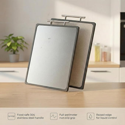 XL 16.7" Titanium Cutting Board - Double Sided for Meat & Veggie, Heavy Duty, Dishwasher Safe, Non-Toxic & Knife Friendly - Large Cutting Board for Kitchen, 1PC