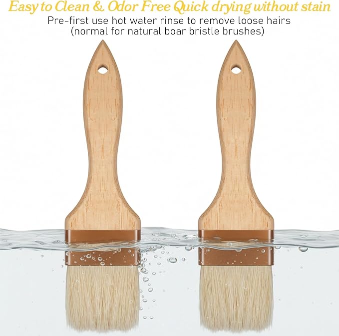 2 Pcs 2 inch Pastry Brush Bristle Basting Brushes Cooking Baking BBQ Oil Brush Food Brushes for Cooking Butter Oil Egg Marinade Grilling Durable Kitchen Marinade Butter Culinary Utensil