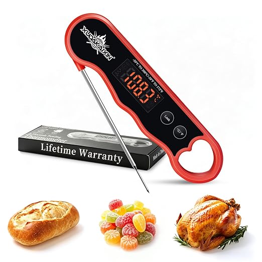 0.3s Fast Read Meat Thermometer – USB-C Rechargeable,Red | Digital instant read for BBQ, baking, and candy –no batteries needed