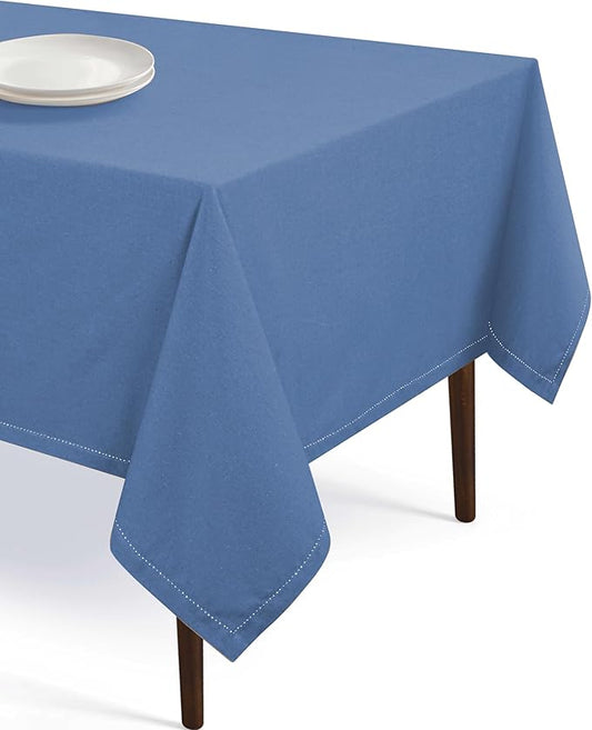 Table Cloth Rectangle 52x70, Kitchen Dining Indoor Outdoor Buffet Table Cover 100% Cotton Tabletop Table Cloth Decoration Parties BBQ Machine Washable, Sky Blue