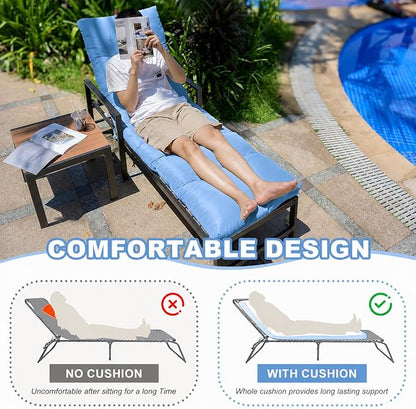 Outdoor Lounge Chair Cushions, 74.4 x 22 x 4.7 Inches Waterproof Fade Resistant Patio Cushion for Chaise Lounger