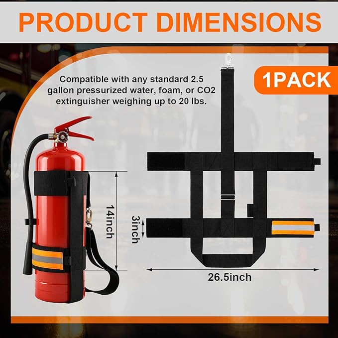 Shyyween 1 Pcs Adjustable Fire Extinguisher Carrying Strap Firefighter Gear Water Can Extinguisher Strap High-strength Nylon Webbing with Metal Buckle for Fire Safety (Orange)
